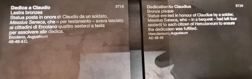 Herculaneum Augusteum. April 2023. Descriptive card. Photo courtesy of Giuseppe Ciaramella.