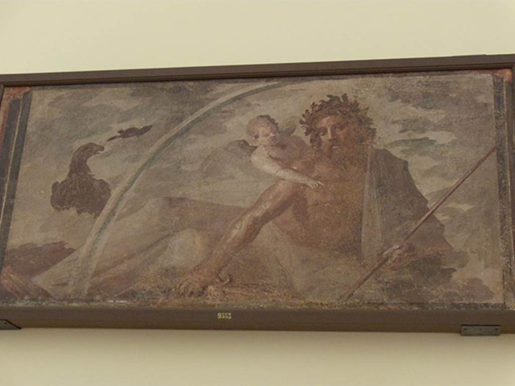 Herculaneum Augusteum. Jupiter among the clouds.
Now in Naples Archaeological Museum. Inventory number 9553.
See Le Antichita di Ercolano esposte Tomo 4, Le Pitture Antiche di Ercolano 4, 1765, Tav 1, 1. No date.