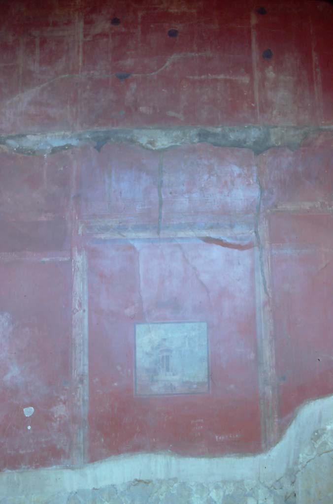 II.2 Herculaneum, 7th August 1976. Looking towards north wall with a central landscape painting. 
Photo courtesy of Rick Bauer, from Dr George Fay’s slides collection.
