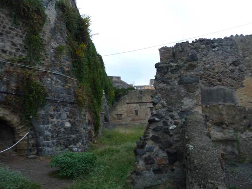 II.4 Herculaneum, September 2015. Looking north in site of room on south side of atrium of II.5. This room may be part of II.4 or II.5.
