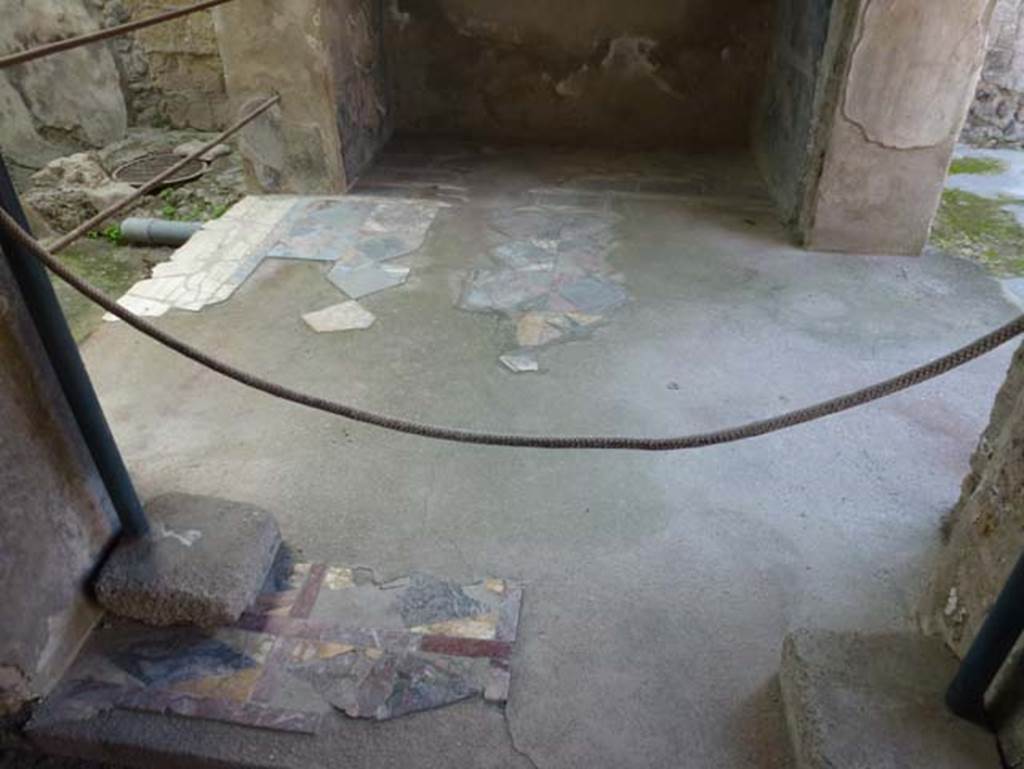 III.3 Herculaneum, October 2012. Looking south across opus sectile flooring in small room.  Photo courtesy of Michael Binns.
