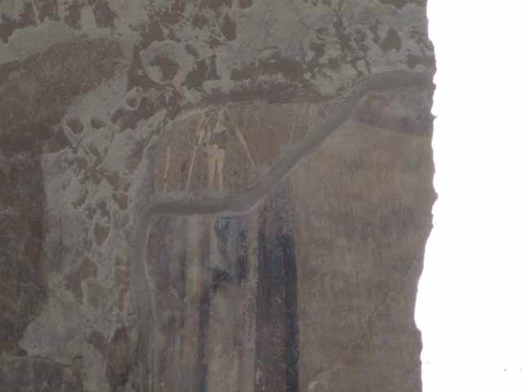 III.11 Herculaneum. May 2010. Room 12, north wall. Detail of decoration on plaster.