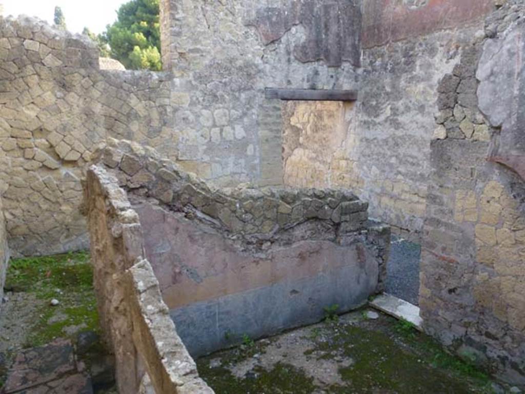 IV.8, Herculaneum, October 2012. Room 1, looking towards east wall, and doorway to entrance corridor.  Photo courtesy of Michael Binns.
