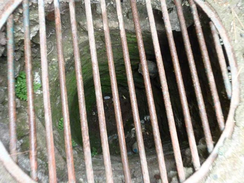 Ins. IV.15/16, Herculaneum, September 2015. Drain in north-east corner of second room.