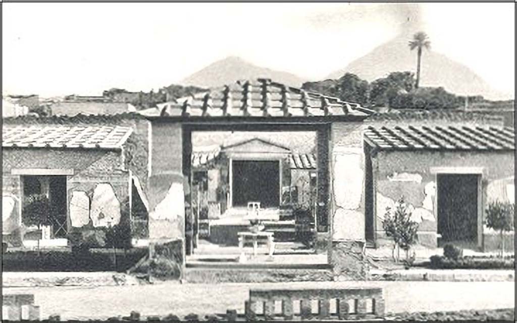IV.21 Herculaneum. Undated postcard entitled Nuovi scavi, Casa del Cervi Giardino e Terrazza.
Looking north through pergola 18, towards garden area. Photo courtesy of Peter Woods.
