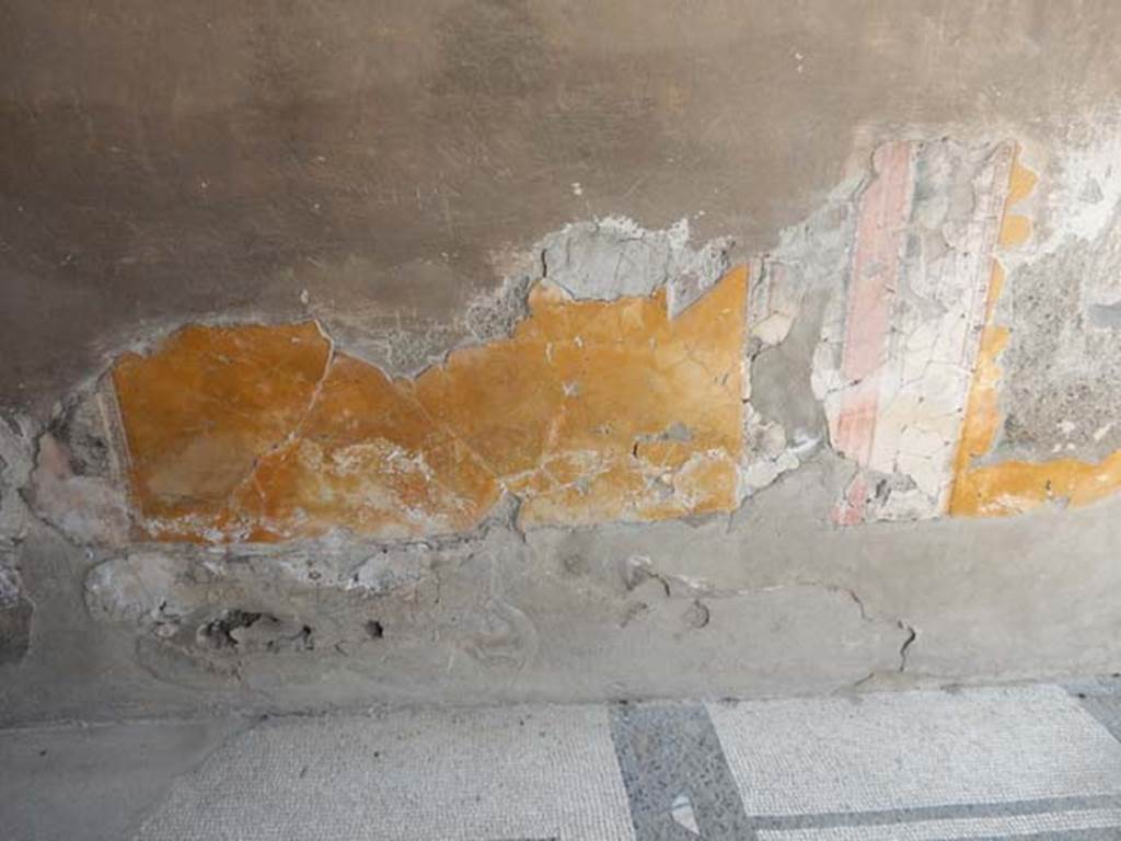IV.21, Herculaneum. May 2018. Cryptoporticus 29, detail of painted decoration remaining on the east wall.
Photo courtesy of Buzz Ferebee. 
