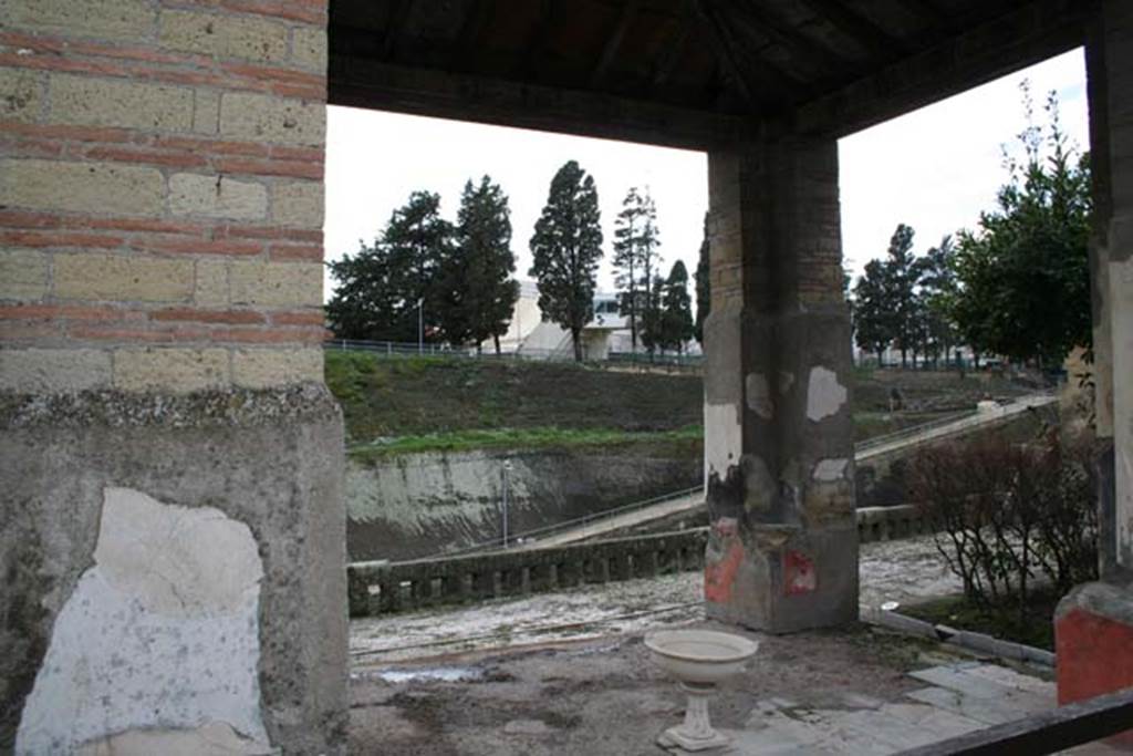 IV.21, Herculaneum, March 2008. Room 18, looking south-west across pergola 18, towards terrace and beachfront. 
Photo courtesy of Sera Baker.
