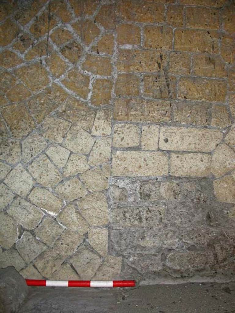 V.6, Herculaneum. September 2003. Detail of blocked doorway in east wall of shop-room. 
Photo courtesy of Nicolas Monteix.
