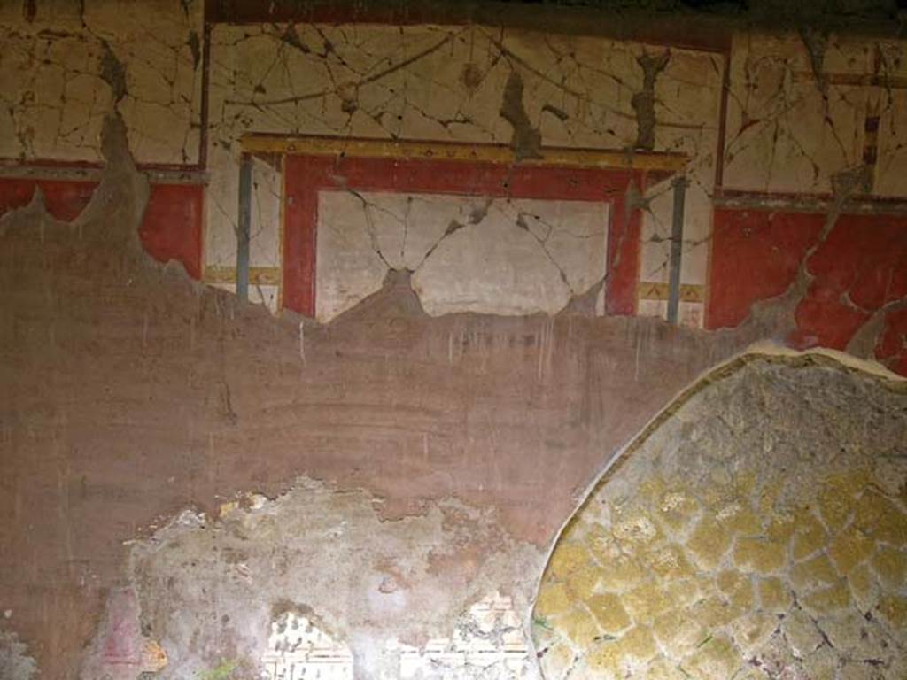 V.8, Herculaneum. May 2004. Room 5, detail from north wall. Photo courtesy of Nicolas Monteix.