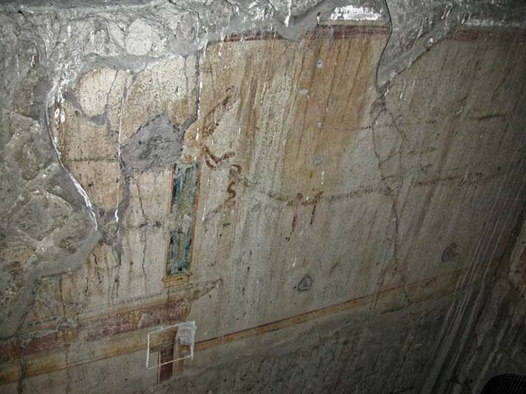 V.15, Herculaneum. September 2003. Room in north-west corner of atrium. Detail of upper north wall.
Photo courtesy of Nicolas Monteix.
