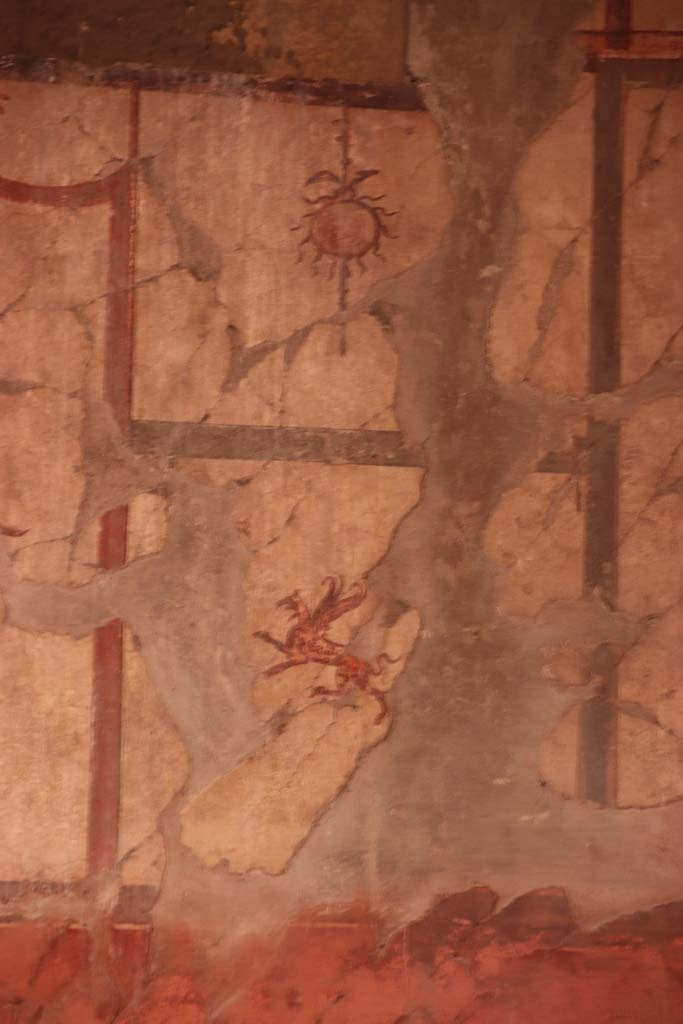 V.15 Herculaneum, October 2020. 
Detail of painted panel from upper south wall of atrium, next to previous panel towards south-west corner. Photo courtesy of Klaus Heese.
