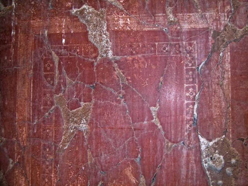V.15, Herculaneum. May 2004. Tablinum, detail of painted decoration from upper west wall at south end. Photo courtesy of Nicolas Monteix.
