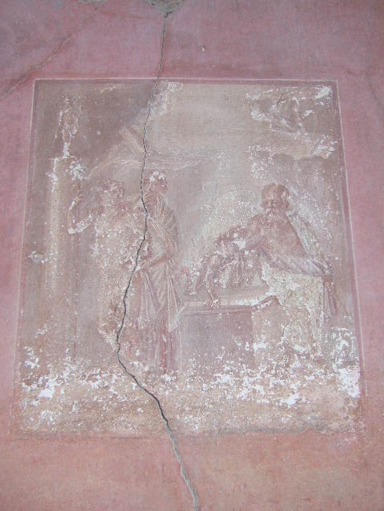 V. 35, House of Great Portal. May 2006. Triclinium 1, central wall painting.