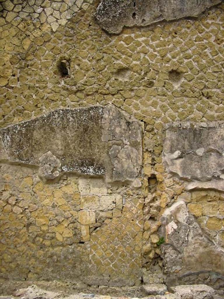 VI.7, Herculaneum. May 2003. Detail from north wall at west end.
Photo courtesy of Nicolas Monteix.
