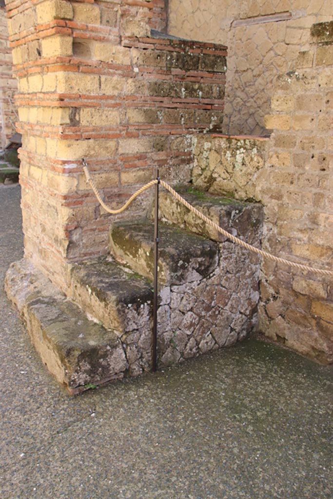 VI.10 Herculaneum. October 2022. 
Looking east to base of steps, used for inspection of the boilers. Photo courtesy of Klaus Heese.

