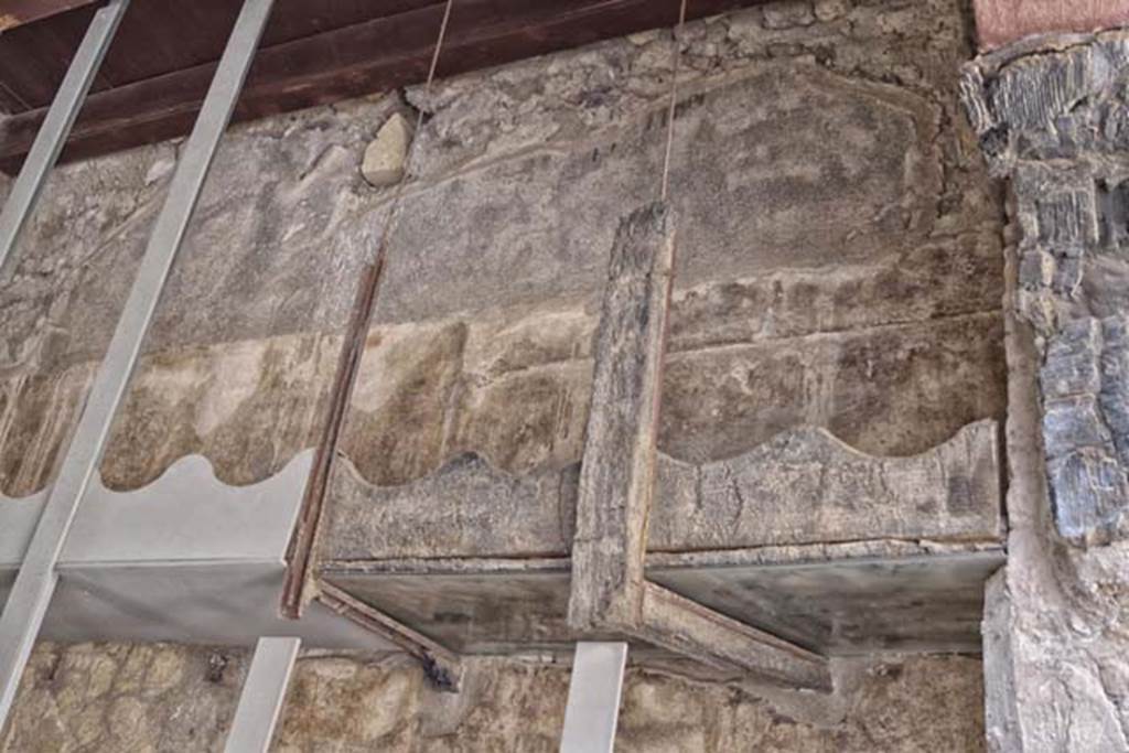 VI.12, Herculaneum, April 2018. Detail of shelving for amphorae or storage. Photo courtesy of Ian Lycett-King. 
Use is subject to Creative Commons Attribution-NonCommercial License v.4 International.
