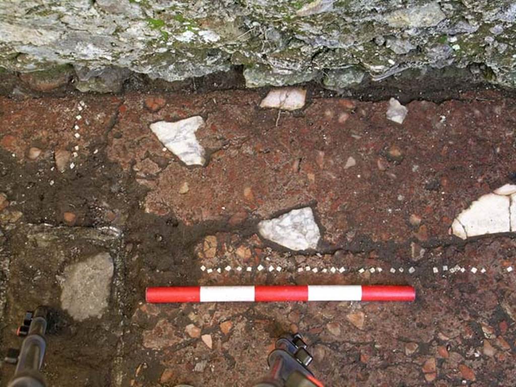 VI.25, Herculaneum. May 2004. Rear room, flooring near east wall. Photo courtesy of Nicolas Monteix.