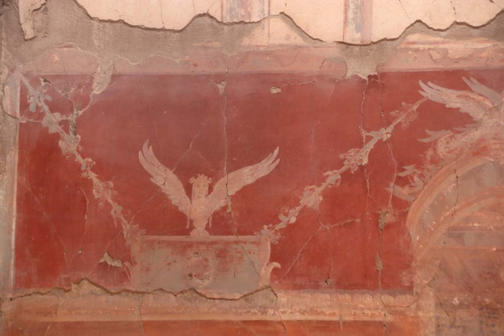 VI.29 Herculaneum. October 2020. Room 7, oecus, looking towards west (left) end of the north wall. Photo courtesy of Klaus Heese.