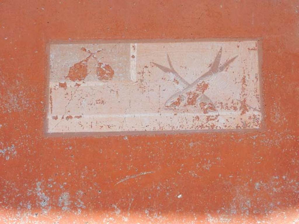 VI.29, Herculaneum. May 2018. Triclinium 11, painted panel on north wall. Photo courtesy of Buzz Ferebee.