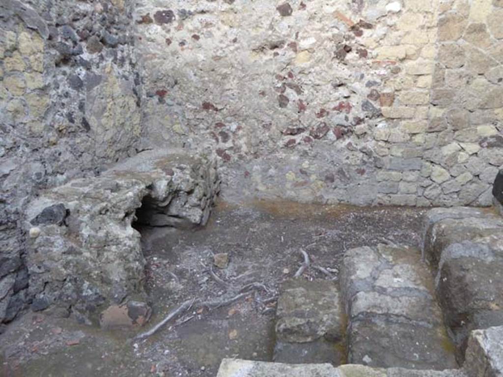 V. 35, Herculaneum, September 2015. Looking north-west towards bench/hearth in kitchen 9. Photo courtesy of Michael Binns.