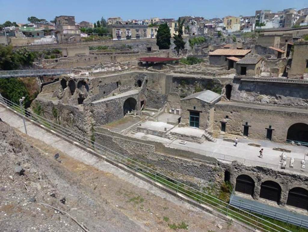 Herculaneum, June 2012. Looking north-west towards Sacred Area, below the town walls. Photo courtesy of Michael Binns.