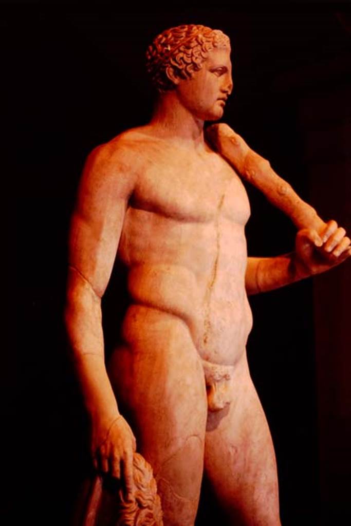 Getty Villa, Malibu, Spring 1982. Male statue. Photo by Stanley A. Jashemski.   
Source: The Wilhelmina and Stanley A. Jashemski archive in the University of Maryland Library, Special Collections (See collection page) and made available under the Creative Commons Attribution-Non Commercial License v.4. See Licence and use details.
J80f0400
