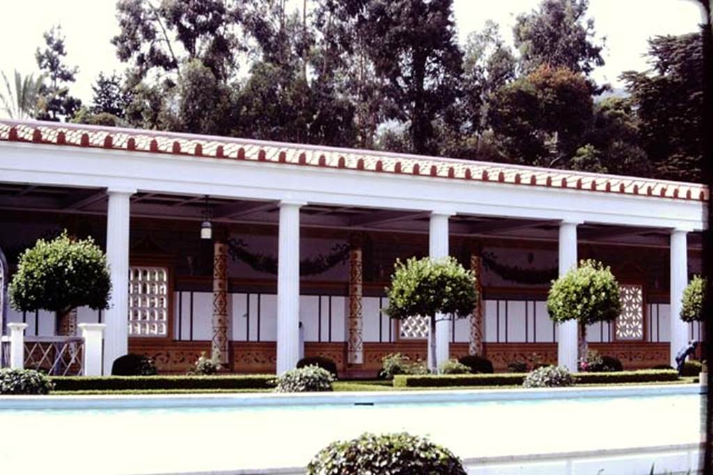Getty Villa, Malibu, Spring 1982. Looking across pool in peristyle. Photo by Stanley A. Jashemski.   
Source: The Wilhelmina and Stanley A. Jashemski archive in the University of Maryland Library, Special Collections (See collection page) and made available under the Creative Commons Attribution-Non Commercial License v.4. See Licence and use details.
J80f0431
