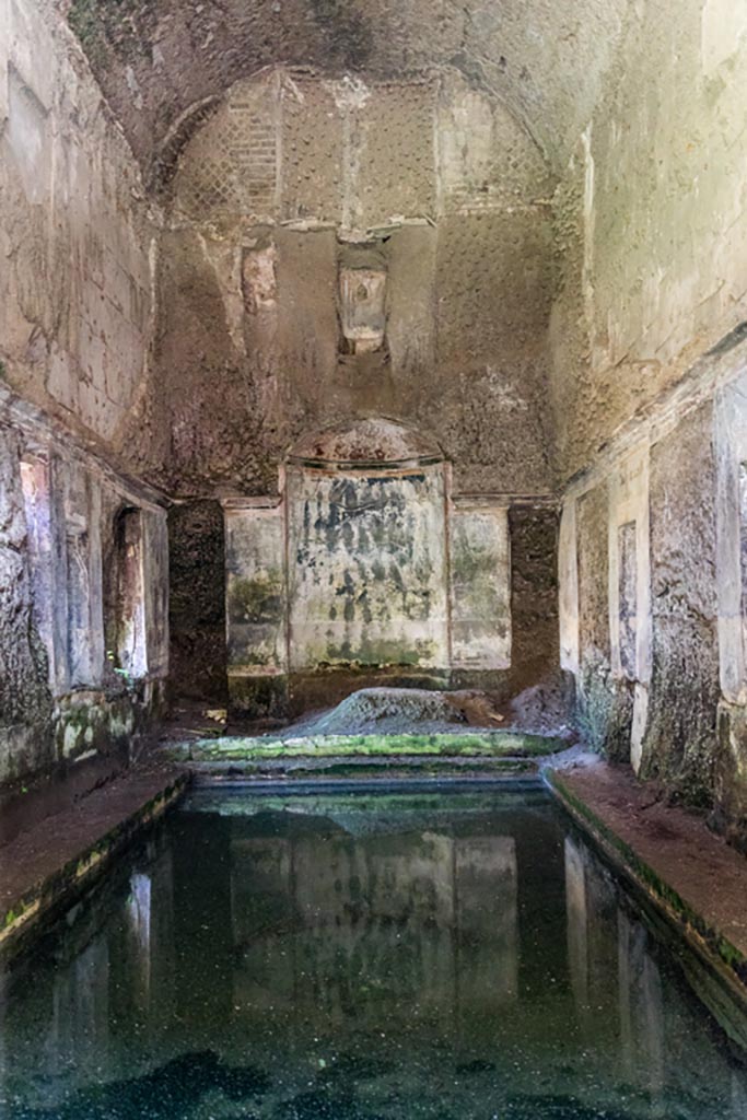 South-western baths, Herculaneum. October 2023. 
Room 1, looking north in interior of baths complex. Photo courtesy of Johannes Eber. 
