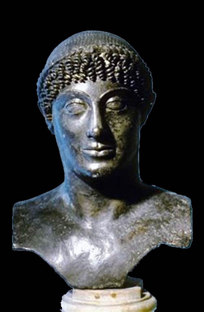 Villa dei Papiri, Herculaneum. Bronze statue of Apollo. Found in 1756, between the east portico and the pond.
Now in Naples Archaeological Museum. Inventory number 5608.
